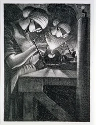 Acetylen Welders, 1917 (etsning och torrnål)